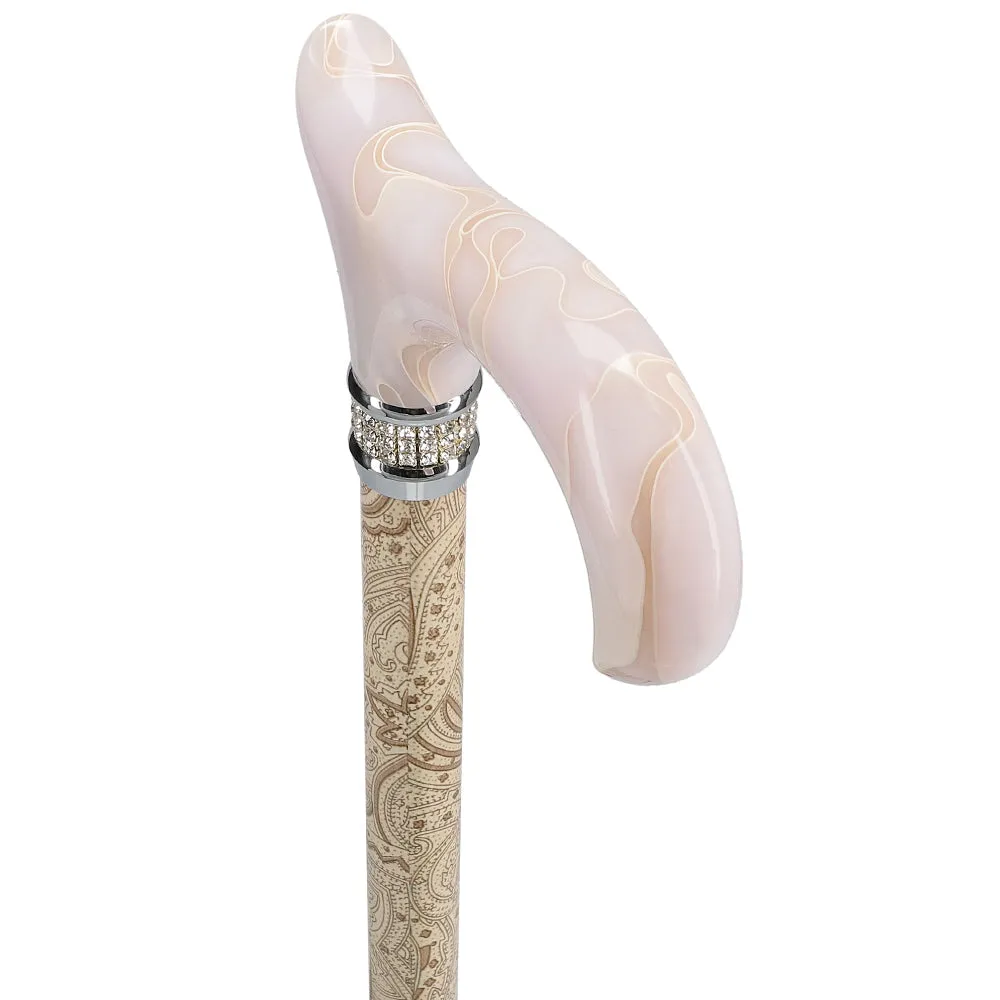 Scratch and Dent Creme Pearlz Designer Adjustable Cane V1697