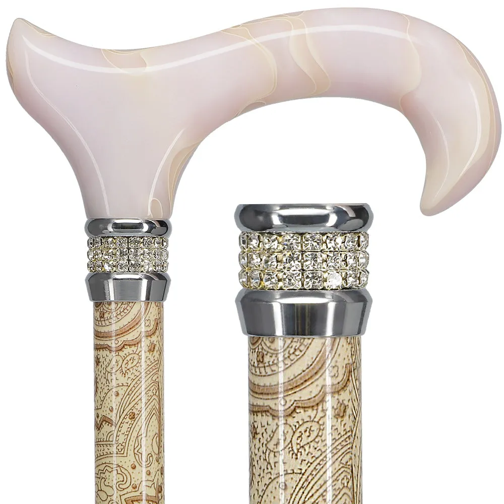 Scratch and Dent Creme Pearlz Designer Adjustable Cane V1697