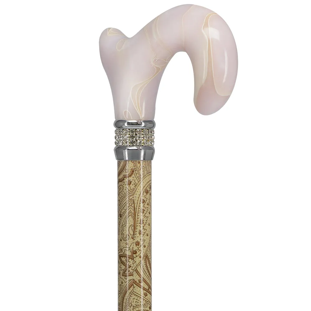 Scratch and Dent Creme Pearlz Designer Adjustable Cane V1697