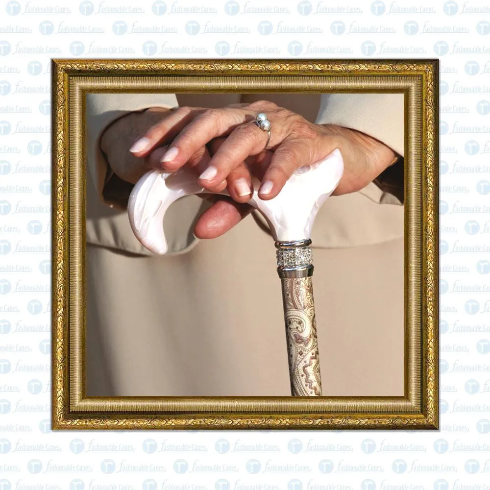 Scratch and Dent Creme Pearlz Designer Adjustable Cane V1697