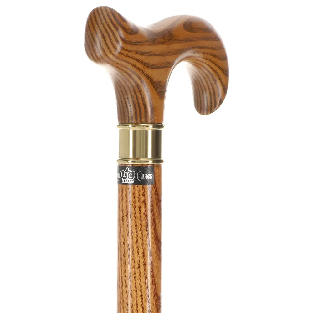 Scratch and Dent Extra Long, Super Strong Espresso Derby Walking Cane With Ash Wood Shaft and Brass Collar V2134