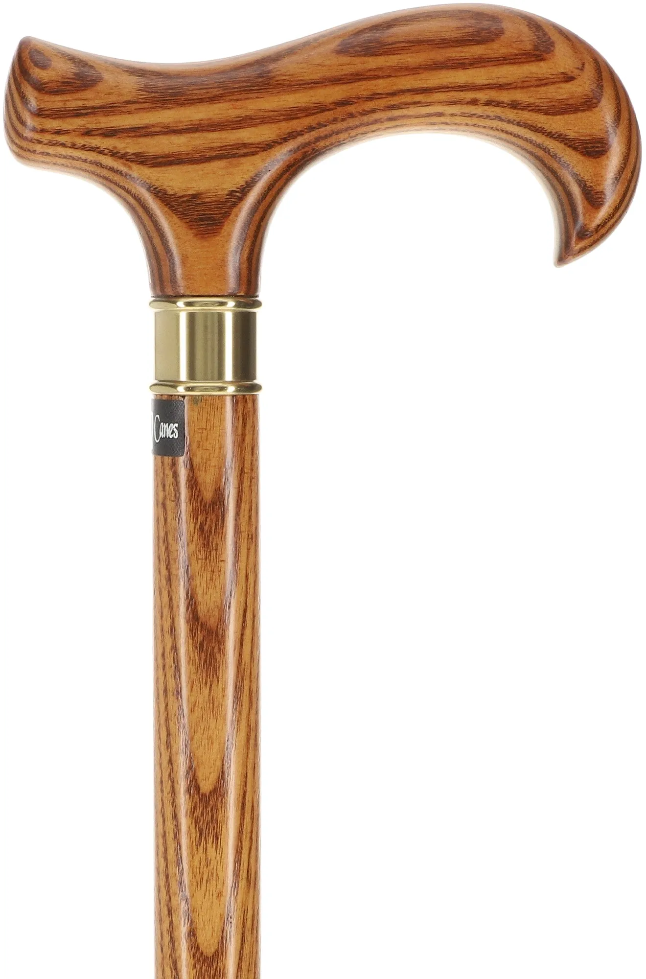 Scratch and Dent Extra Long, Super Strong Espresso Derby Walking Cane With Ash Wood Shaft and Brass Collar V2134