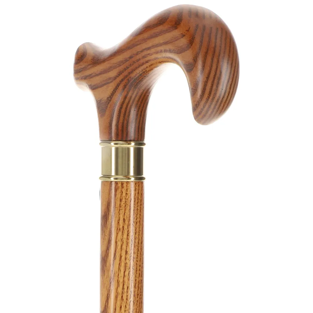 Scratch and Dent Extra Long, Super Strong Espresso Derby Walking Cane With Ash Wood Shaft and Brass Collar V2134