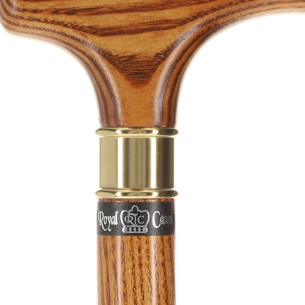 Scratch and Dent Extra Long, Super Strong Espresso Derby Walking Cane With Ash Wood Shaft and Brass Collar V2134