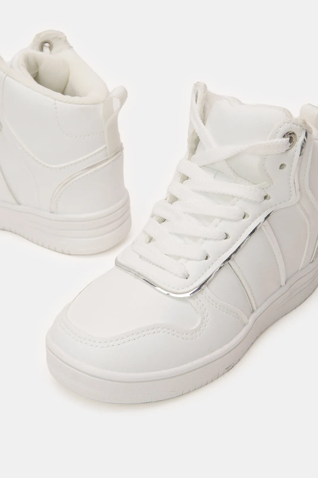 Senior Girls White Lace-Up High-Top