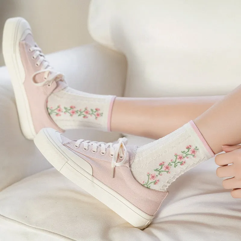 Spring Pink Floral Socks