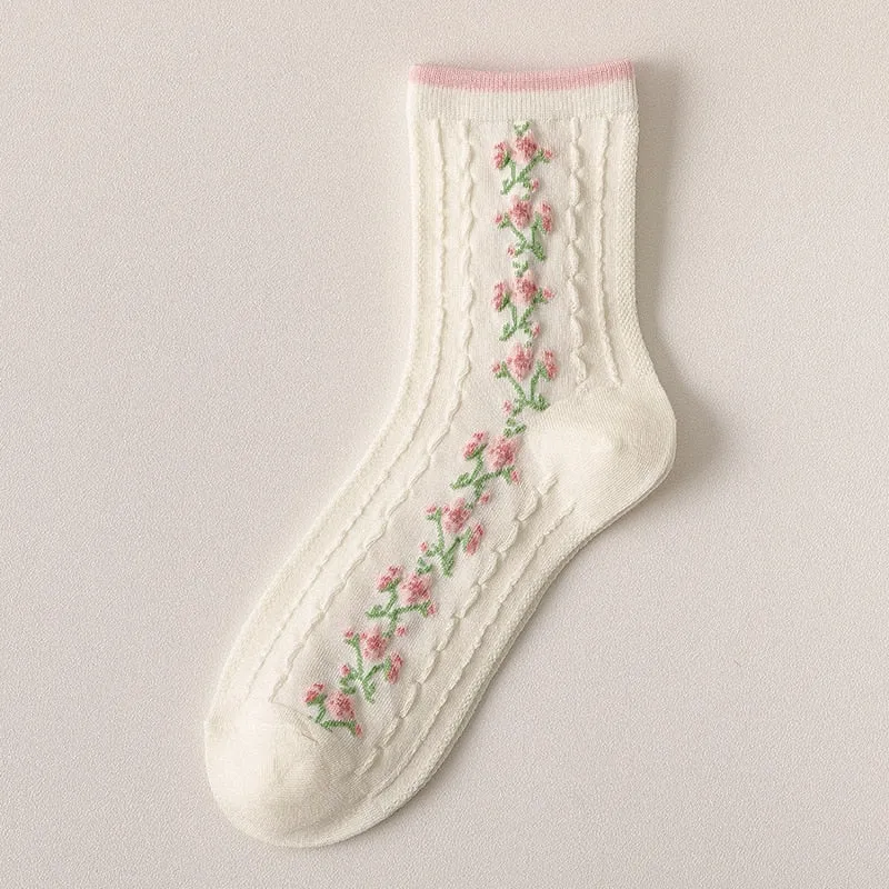 Spring Pink Floral Socks