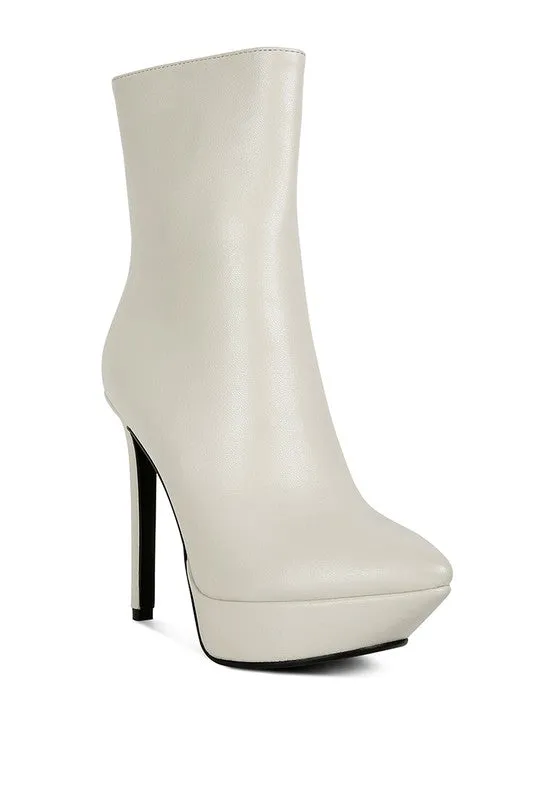 Stylish Beige High Heeled Ankle Boot