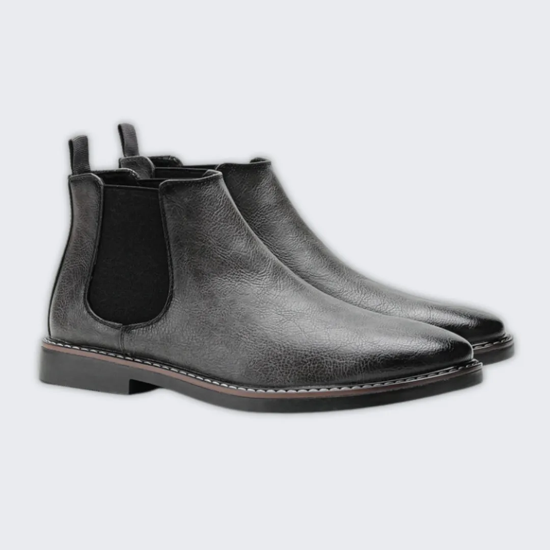 Stylish Men's Leather Chelsea Boots - Slip-On Comfort