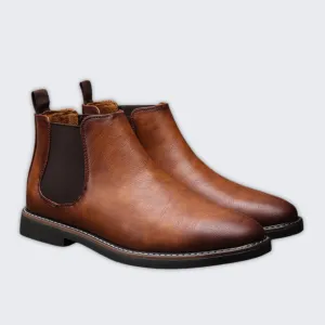 Stylish Men's Leather Chelsea Boots - Slip-On Comfort