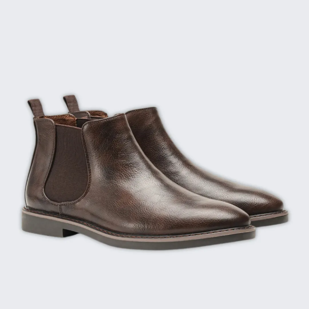 Stylish Men's Leather Chelsea Boots - Slip-On Comfort