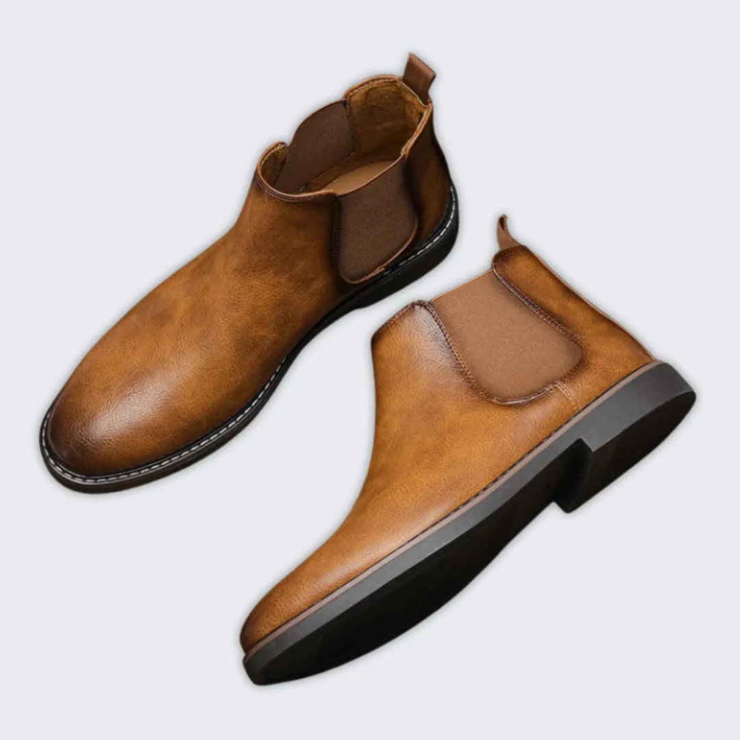 Stylish Men's Leather Chelsea Boots - Slip-On Comfort