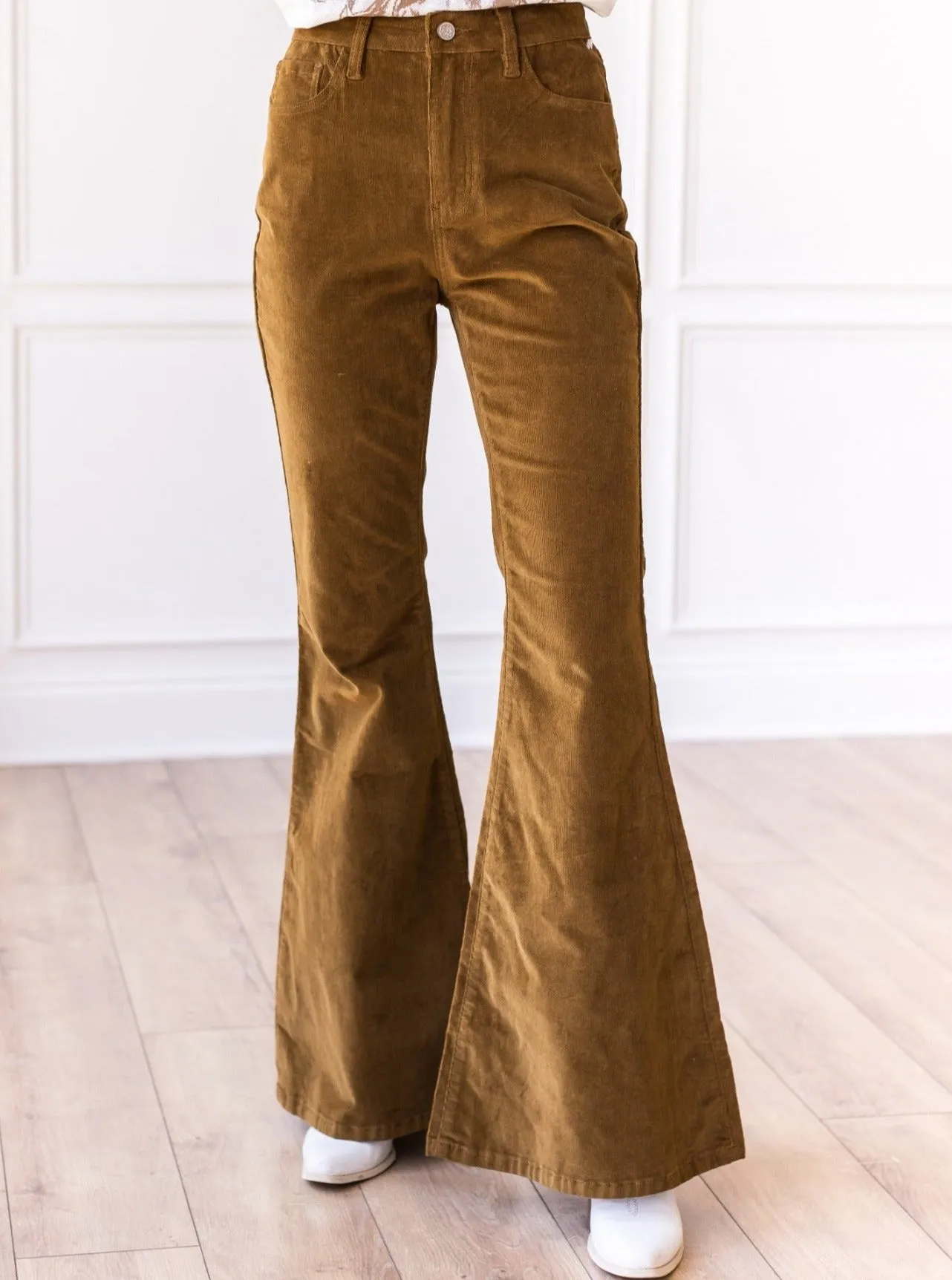 The Josephine Tan Corduroy Flare Pants