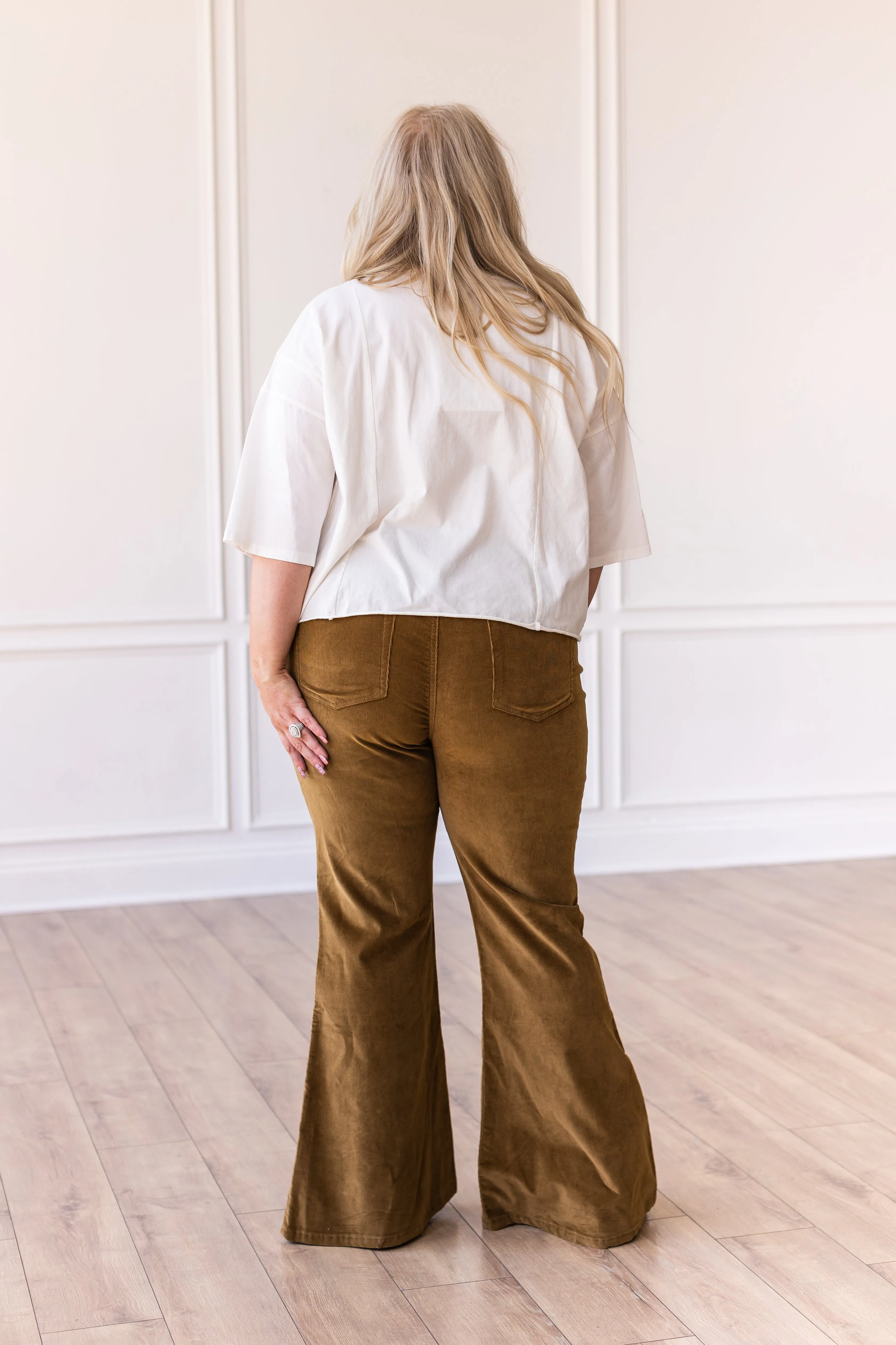 The Josephine Tan Corduroy Flare Pants