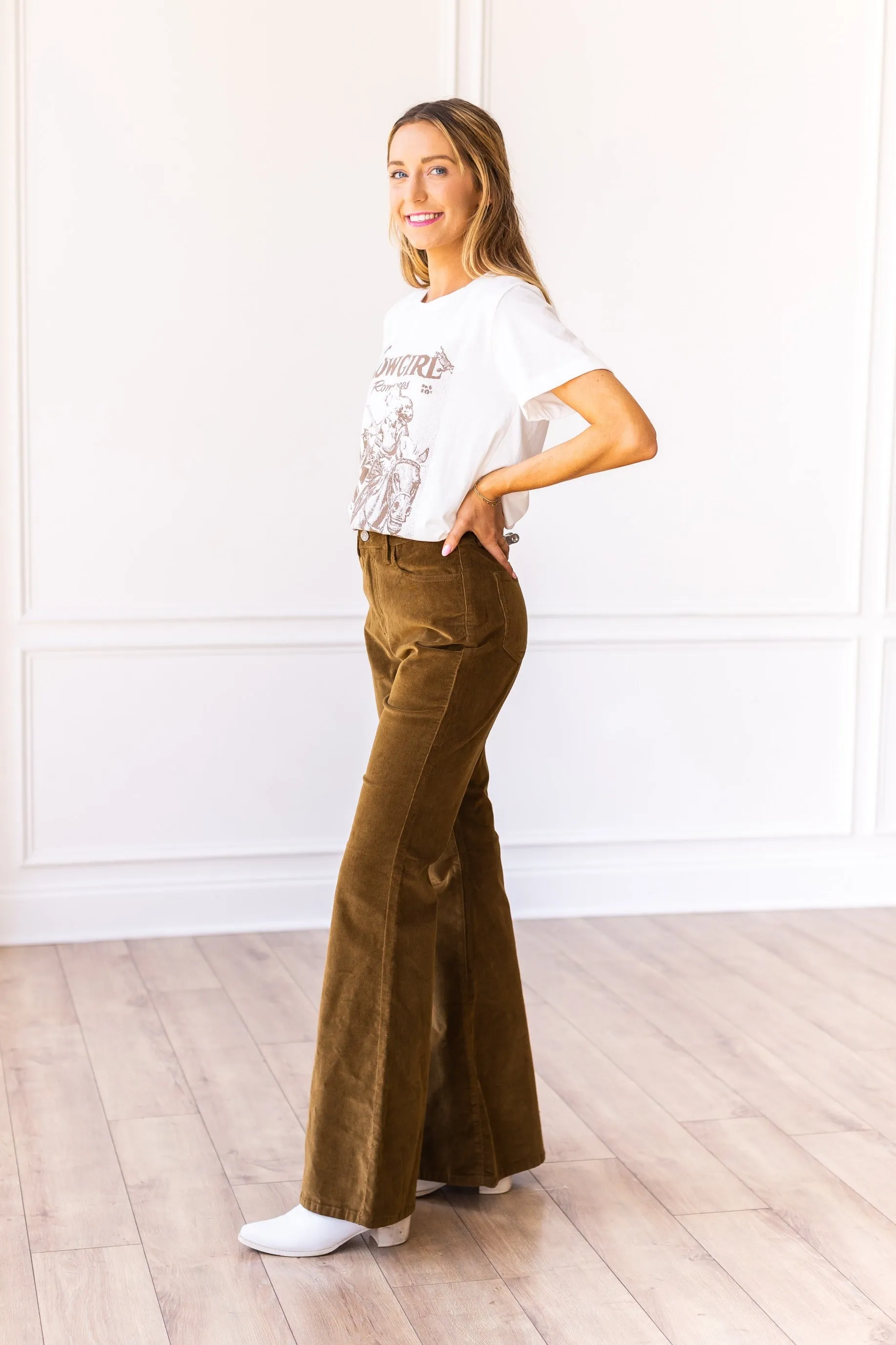 The Josephine Tan Corduroy Flare Pants