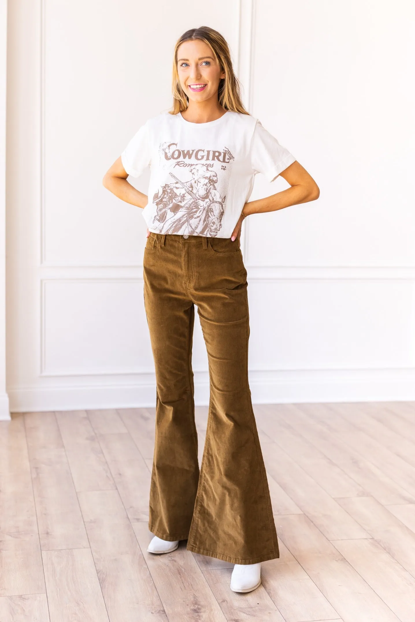 The Josephine Tan Corduroy Flare Pants