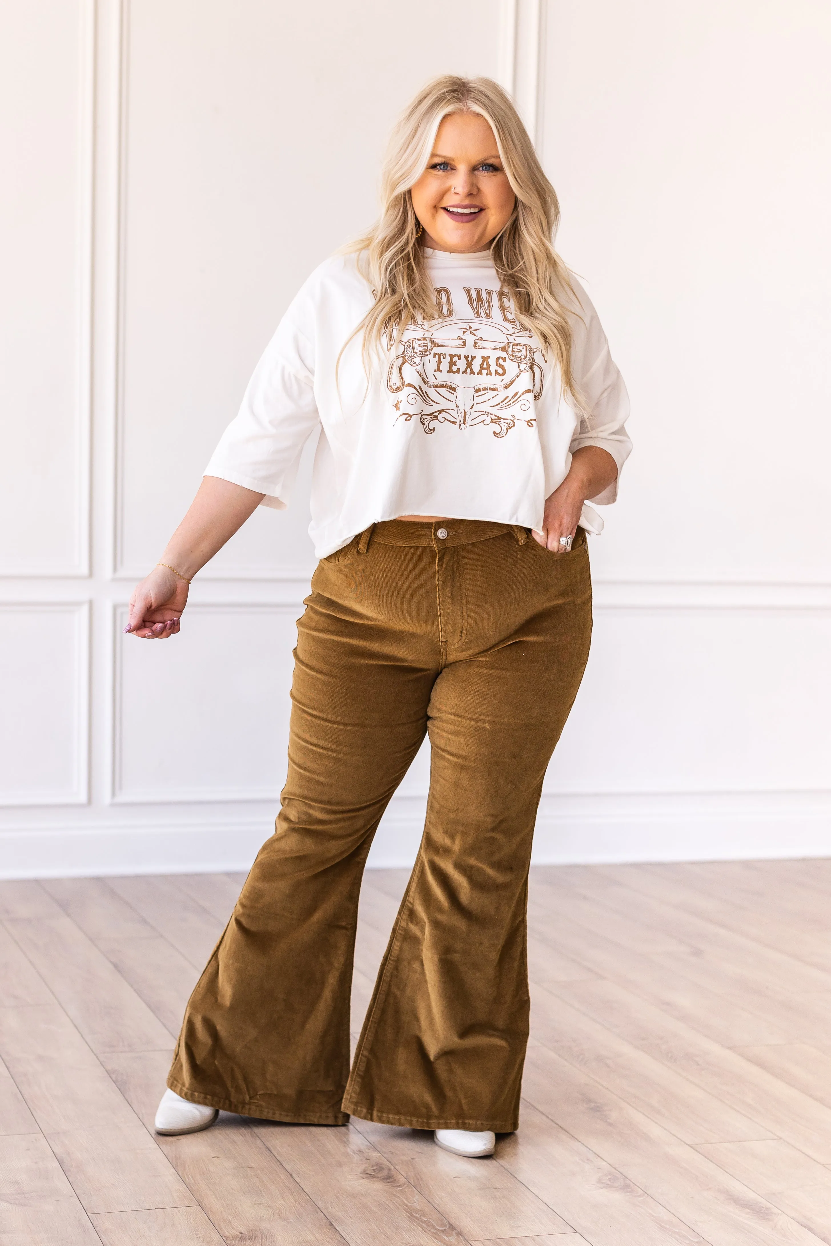 The Josephine Tan Corduroy Flare Pants