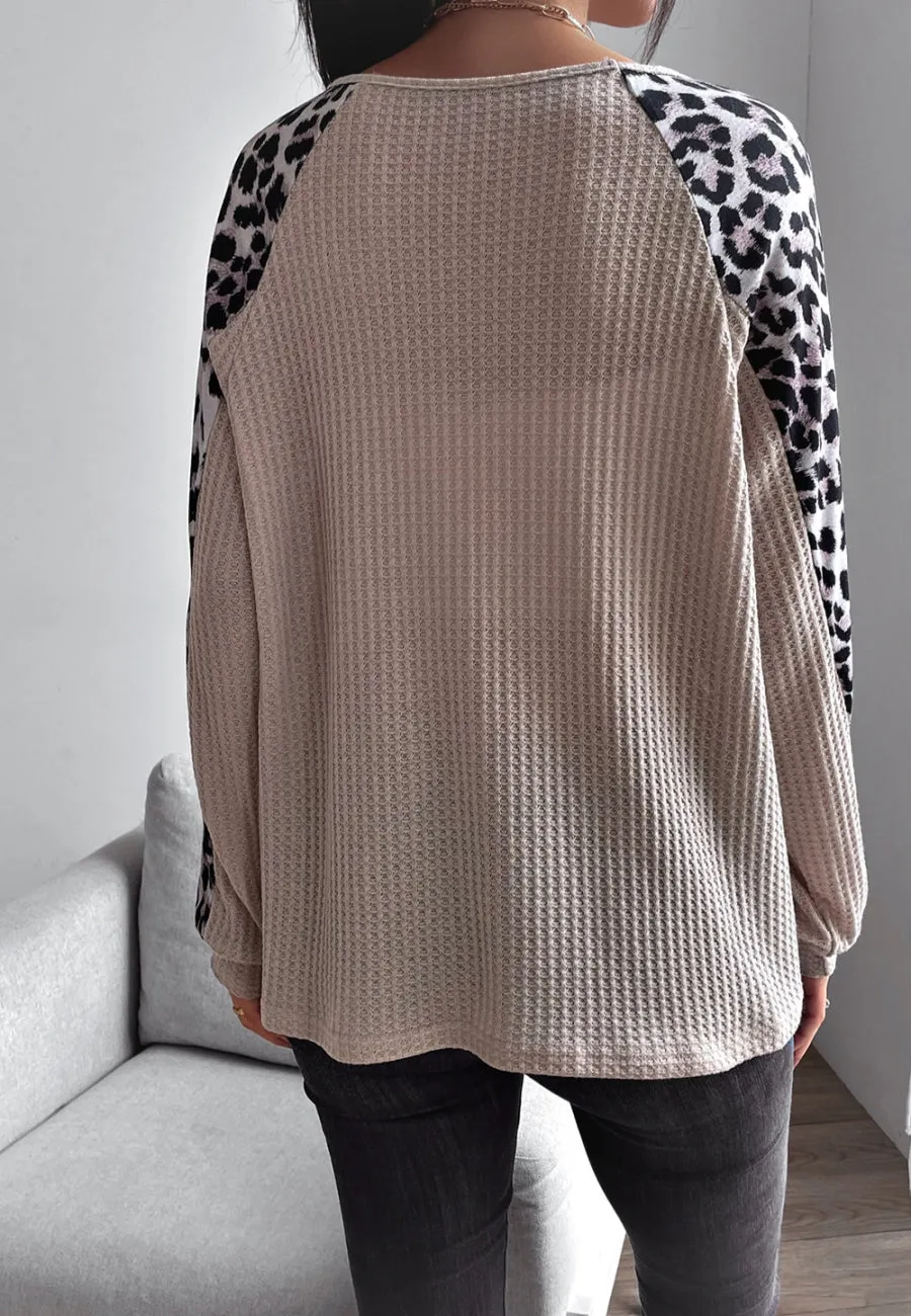 Waffle Knit Leopard Fall Sweater