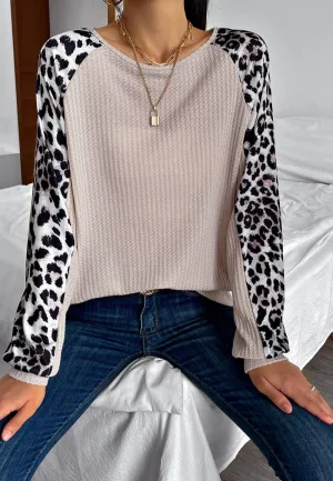 Waffle Knit Leopard Fall Sweater