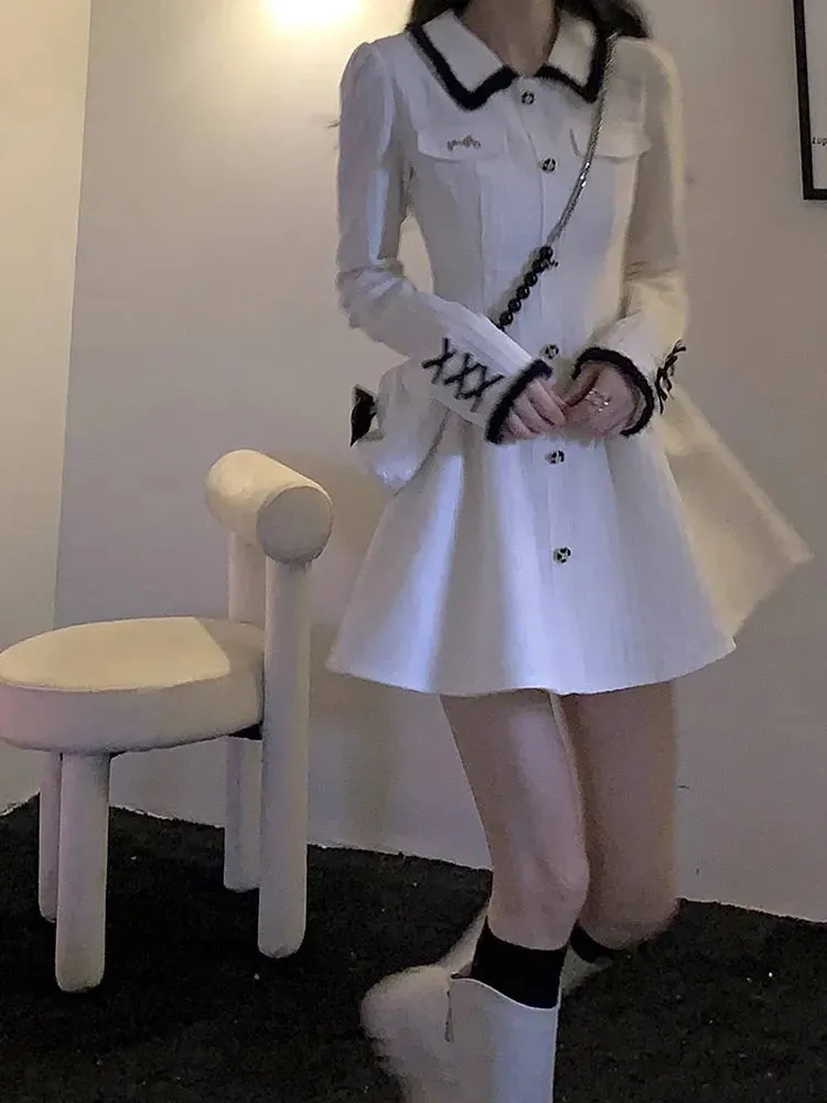 White Sailor Academia Dress