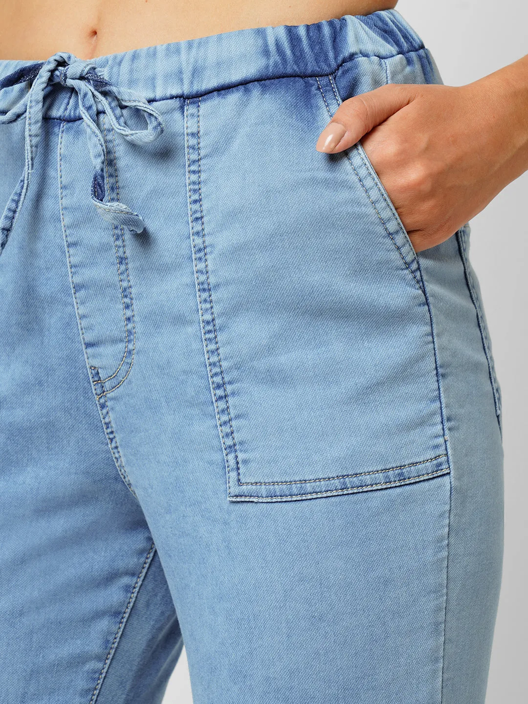 Women High-Rise Denim Jogger