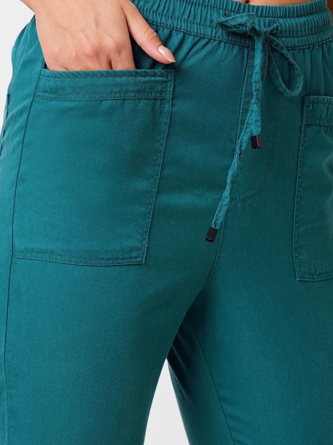 Women Light Teal Mid Rise Jogger