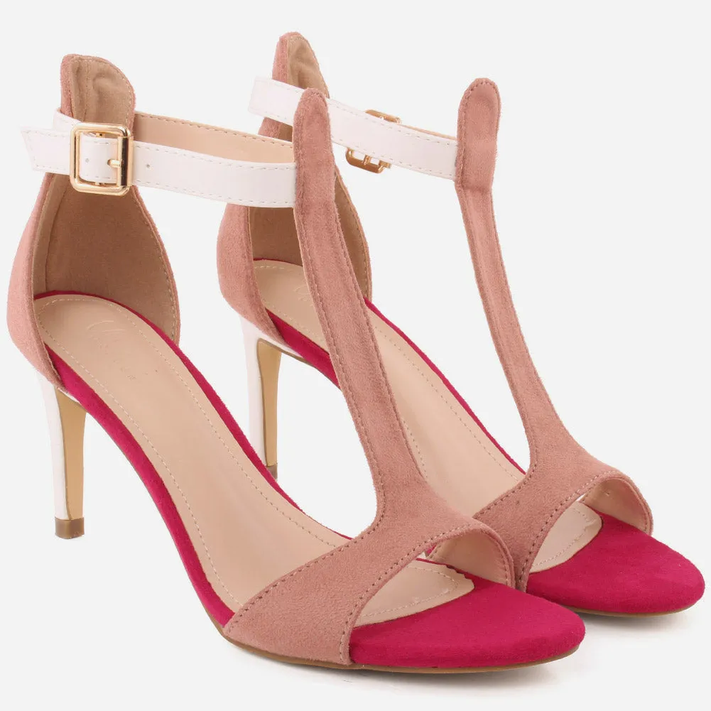 Women "MIA" T-Strap Open Toe Stiletto Heel Sandals