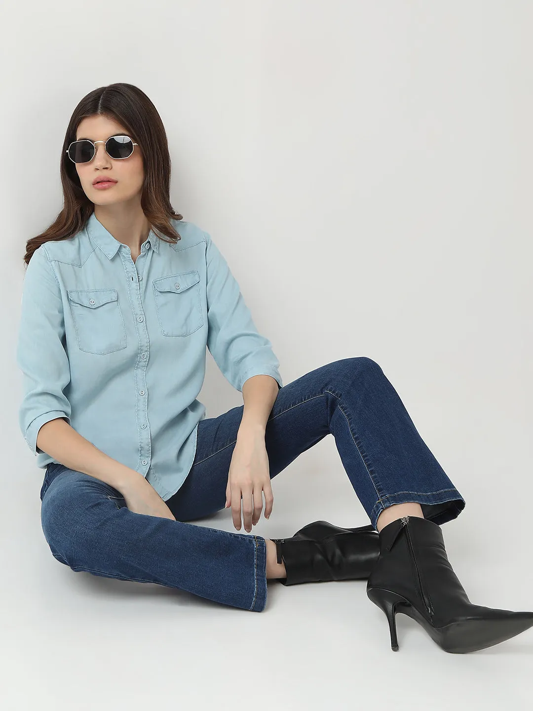 Women Slim Fit Denim Shirt