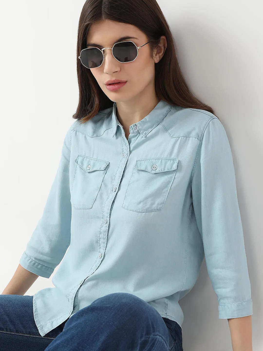 Women Slim Fit Denim Shirt