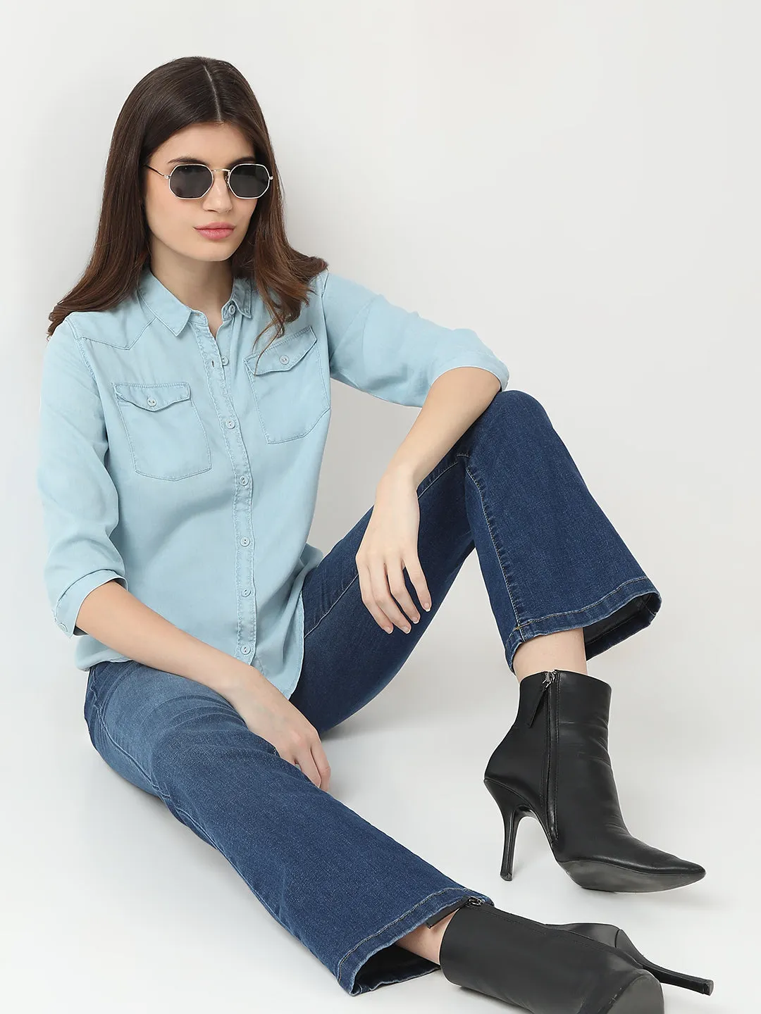 Women Slim Fit Denim Shirt