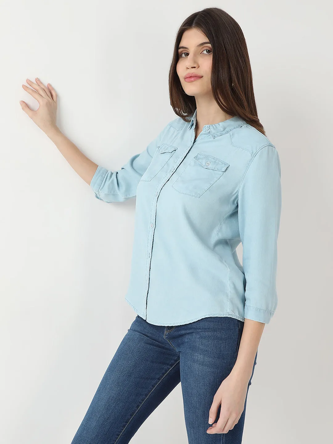 Women Slim Fit Denim Shirt